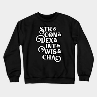 Roleplaying Stats Minimalist Tabletop RPG Crewneck Sweatshirt